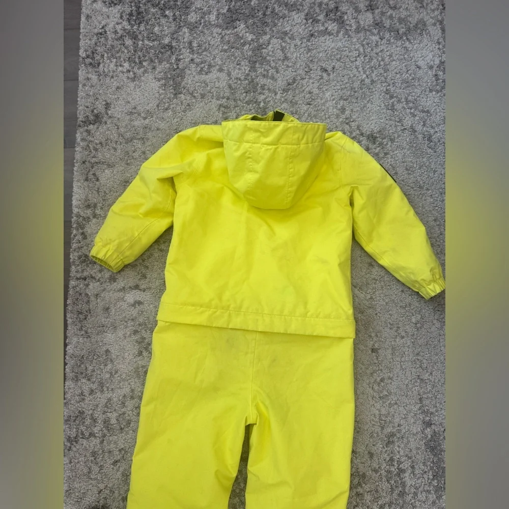 Oneskee Kids Neon Yellow One Piece Snow Suit Ski Suit Size 7-8 Waterproof - Picture 10 of 12
